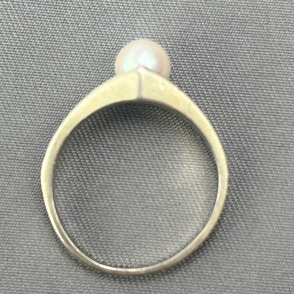 VTG Pearl 14k White Gold Ring Solitaire Alternative engagement ring 5.25 - Picture 10 of 15